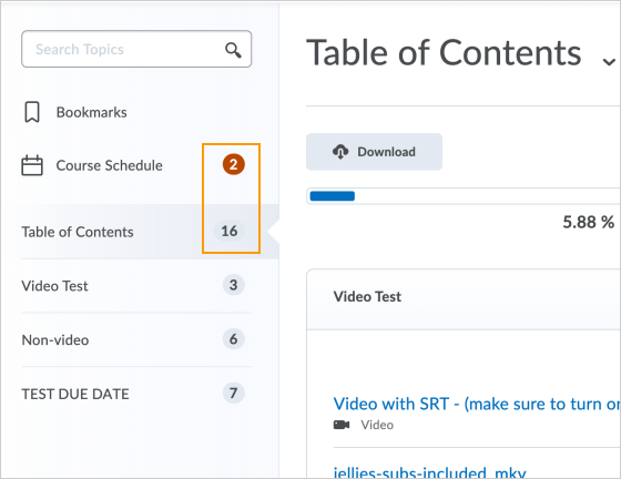The new count and overdue badges in the Content tool